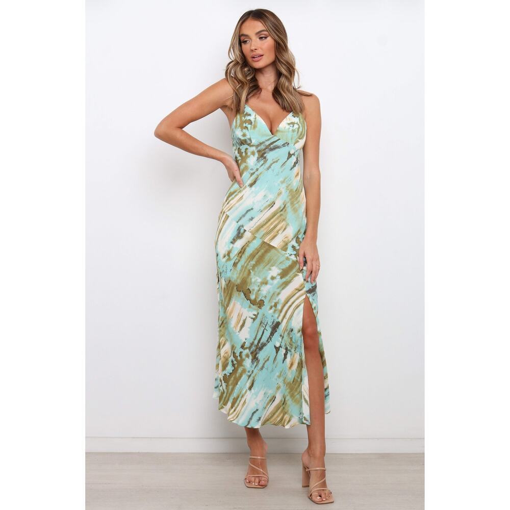 Petal & Pup Dillon Sleeveless Maxi Slip Dress Mint Marble Size 8